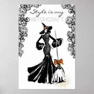 Poster halloween fashionillustration avec dentelle noire