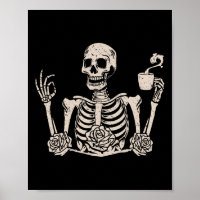 Halloween Femmes Hommes Drôle Squelette Boire Café