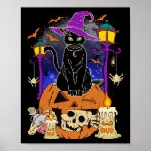 Poster Halloween Femmes Hommes Enfants Halloween Chat Noi (Devant)