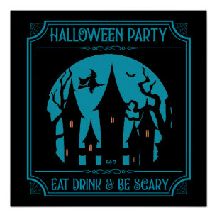 Poster HALLOWEEN FÊTE, MANGER, BOIRE ET ÊTRE PEUR HALLOwe