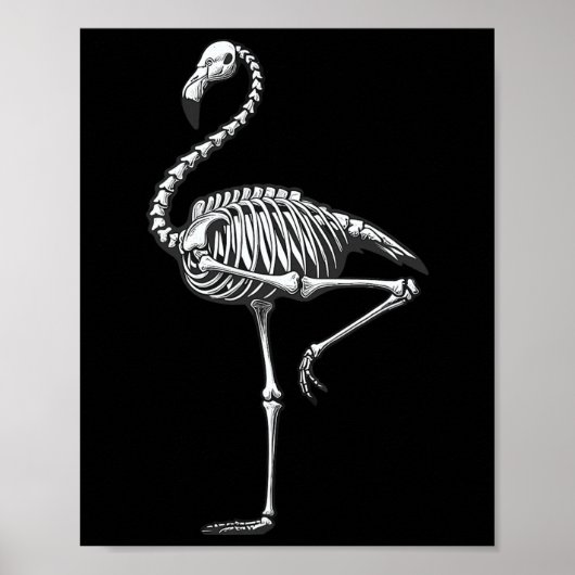 Poster Halloween Flamant rose squelette (Devant)