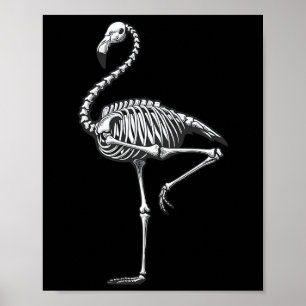 Poster Halloween Flamant rose squelette