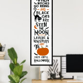 Poster Halloween Fun | Sorcières Marche Chats Noirs Porte (Bureau à domicile)