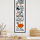 Poster Halloween Fun | Sorcières Marche Chats Noirs Porte (Cuisine)