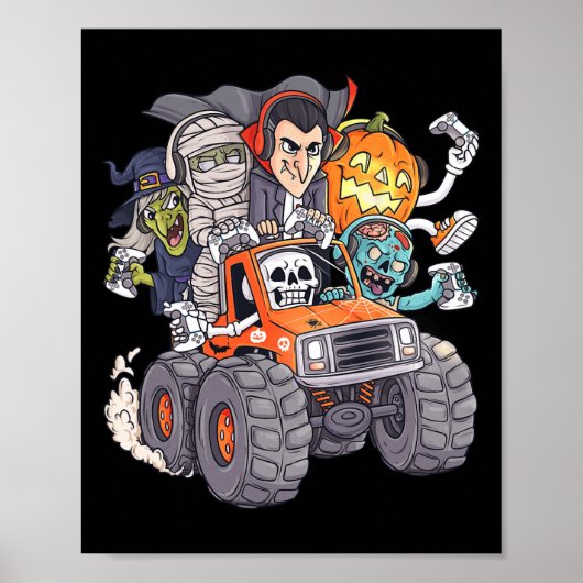 Poster Halloween Gamer Skeleton (Devant)