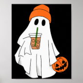 Poster Halloween Ghost Drinking Coffee Ghost Ice Coffee M (Devant)