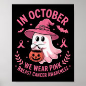 Poster Halloween Ghost In October We Wear Nk Breast Cance (Devant)