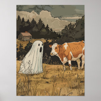 Poster Halloween Ghost Print Modern Farmhouse Autumn