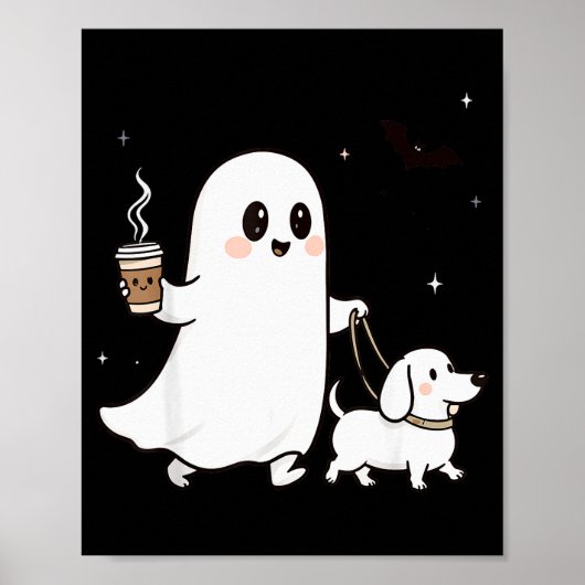 Poster Halloween Ghost Walking Dog Soky Season Halloween (Devant)
