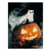 Poster Halloween GhostCat et Jack-o'-lantern (Devant)