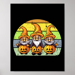 Poster Halloween Gnomes mignonne Automne Citrouille Autom
