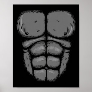 Poster Halloween Gorilla Singe Belly Costume poitrine Hom
