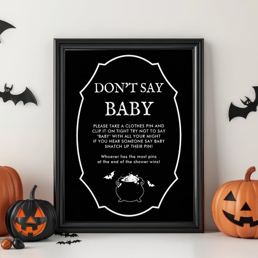 Poster Halloween Goth Baby shower Ne pas dire Baby Game