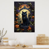 Poster Halloween gothique de chat noir éffrayant (Cuisine)
