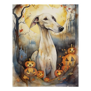 Poster Halloween Greyhound Avec La Peur Citrouille