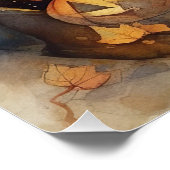 Poster Halloween Greyhound Avec La Peur Citrouille (Coin)