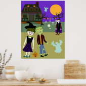 Poster Halloween Hangout amusant dessin d'art (Cuisine)