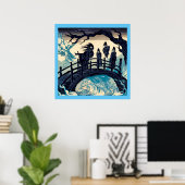 Poster Halloween - Haunted Bridge Woodcut 2 (Bureau à domicile)