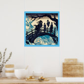 Poster Halloween - Haunted Bridge Woodcut 2 (Cuisine)