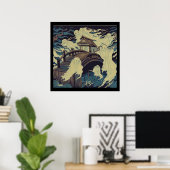 Poster Halloween - Haunted Bridge Woodcut 4 (Bureau à domicile)