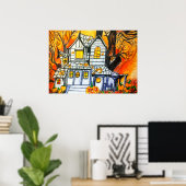 POSTER HALLOWEEN HAUNTED HOUSE (Bureau à domicile)