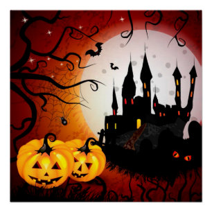 Poster/Halloween Haunted Scene Perfect Poster