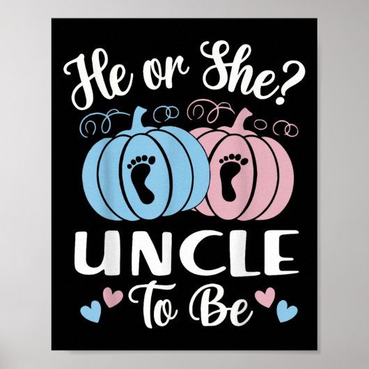 Poster Halloween He Or She Uncle To Be Pumpkin Gender Rev (Devant)