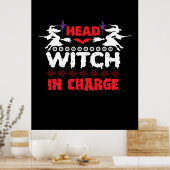 Poster Halloween Head Witch En Charge Anniversaire (Cuisine)