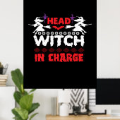 Poster Halloween Head Witch En Charge Anniversaire (Bureau à domicile)