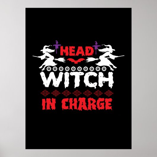 Poster Halloween Head Witch En Charge Anniversaire (Devant)