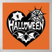 Poster Halloween Heart, Black Heart Shape, Spider Web (Devant)
