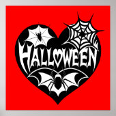 Poster Halloween Heart, Black Heart Shape, Spider Web (Devant)