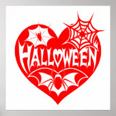 Poster Halloween Heart, Red Heart Shape, Spider Web (Devant)