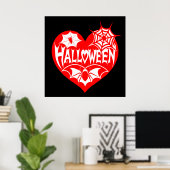Poster Halloween Heart, Red Heart Shape, Spider Web (Bureau à domicile)