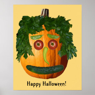 Poster Halloween heureux - Visage Citrouille non coupé