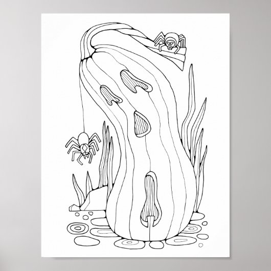 Poster Halloween Jack O’Lantern Araignes Coloriage Page A (Devant)