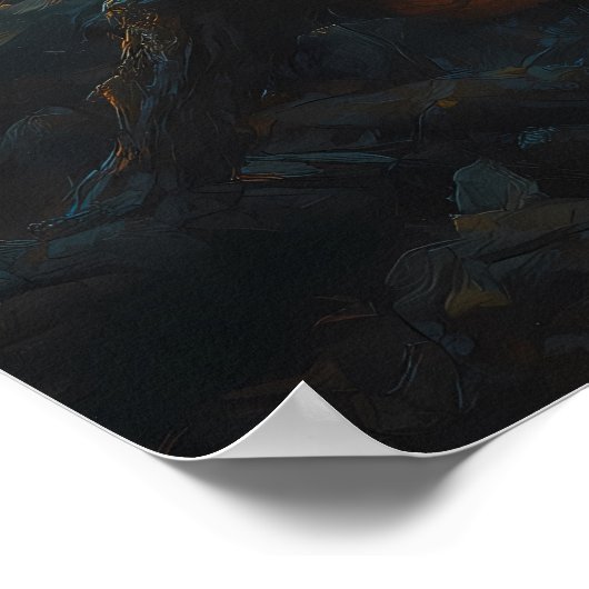 Poster Halloween Jack-O-Lantern avec Citrouille brillant (Coin)