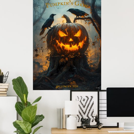 Poster Halloween Jack-O-Lantern avec Citrouille brillant (Bureau à domicile)