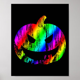 Poster Halloween Jack-o'-lantern Citrouille arc-en-ciel c
