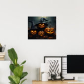 Poster Halloween Jack O’Lanterns Haunted Graveyard (Bureau à domicile)