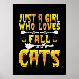 Poster Halloween Just A Girl Who Loves Fall And Cats