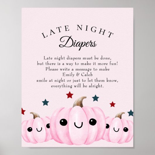 Poster Halloween Late Night Diapers Baby Shower Game (Devant)