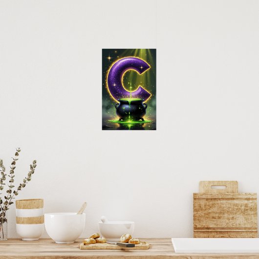 Poster Halloween Letter C Witch Cauldron Classroom (Cuisine)