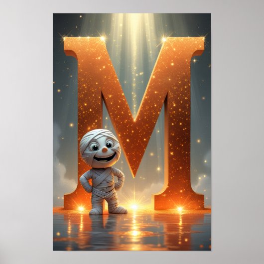 Poster Halloween Letter Glowing M Wall Art for Kids Rooms (Devant)