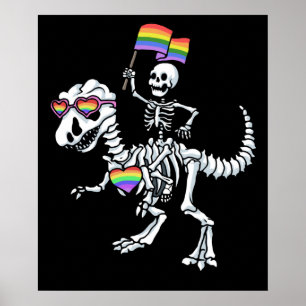 Poster Halloween LGBT T Rex Dinosaur Skeleton Gay pride