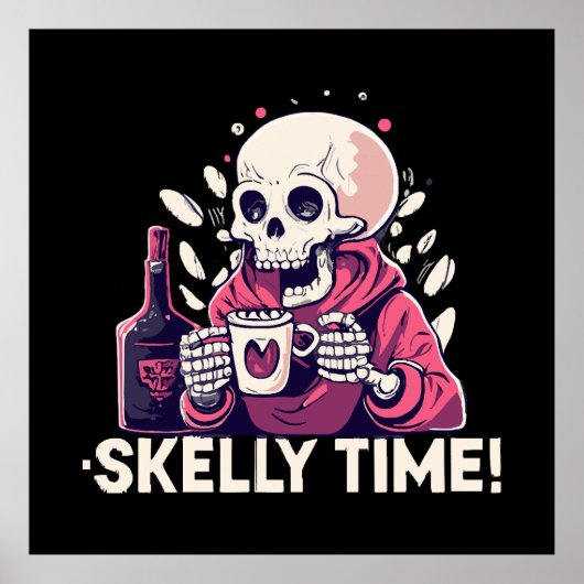 Poster halloween mais c'est l'heure de skelly (Devant)