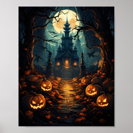 Poster Halloween Maison hantée Éffrayant Automne Vibe de  (Devant)