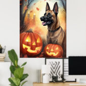 Poster Halloween Malinoi Belge Avec Peur Citrouille (Bureau à domicile)