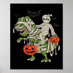 Poster Halloween maman équitation T Rex Fun Boys Filles E