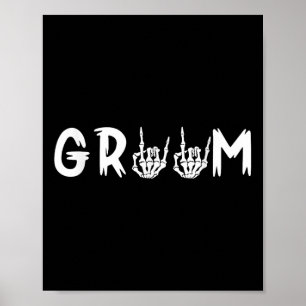 Poster Halloween mariée Mariage Groom Skeleton jusqu'à la